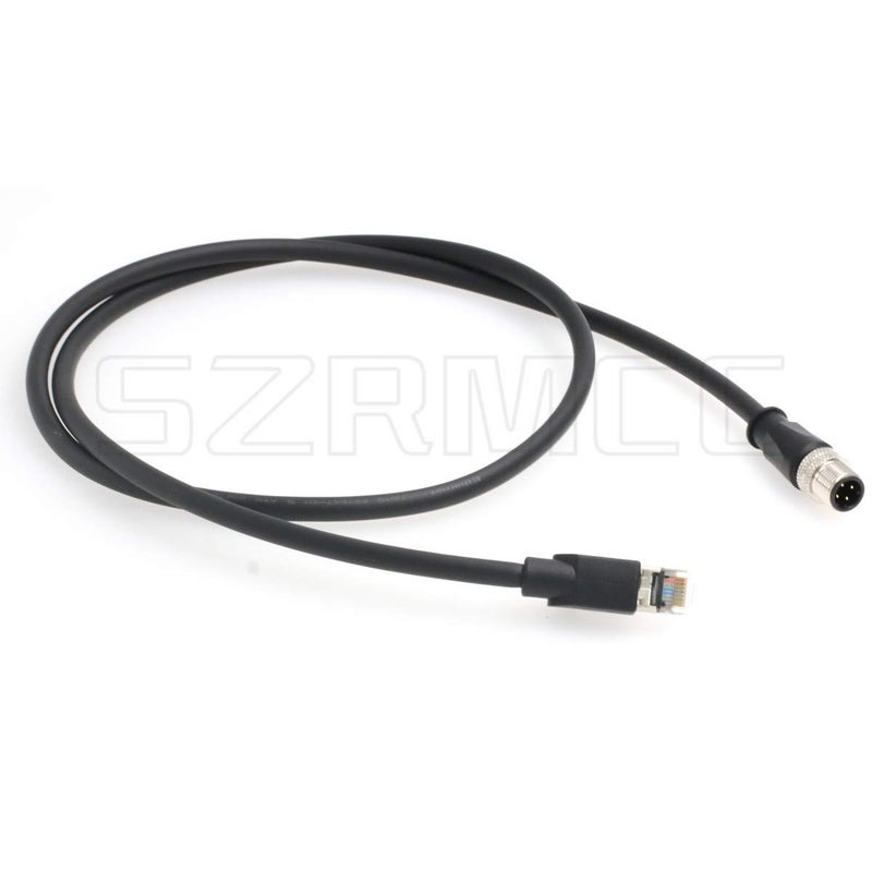 SZRMCC M12 Ethernet Cable D-Code 4 Pin Male to RJ45 Connector High Flex Cat5e Shielded Waterproof Network Cable for Industrial Camera Sensor (1m,Black) - Image 4